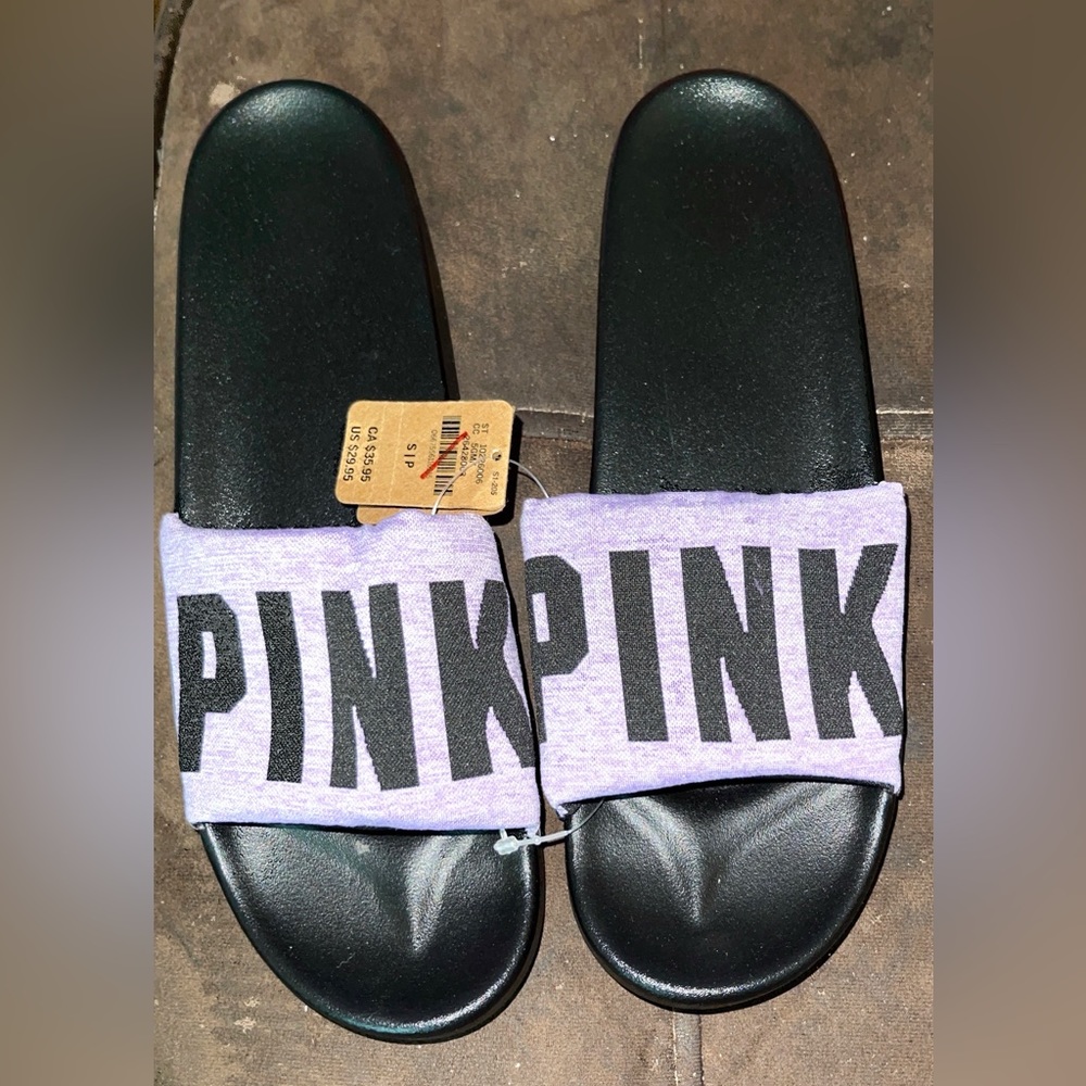PINK Victoria Secret NWT/ Chalk Violet Slides Size 8M